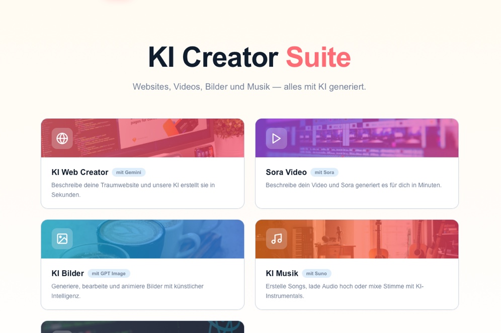 KI Creator Suite Website